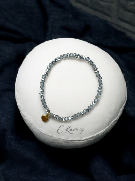 Bracelet femme coeur doré facettes 4mm argent