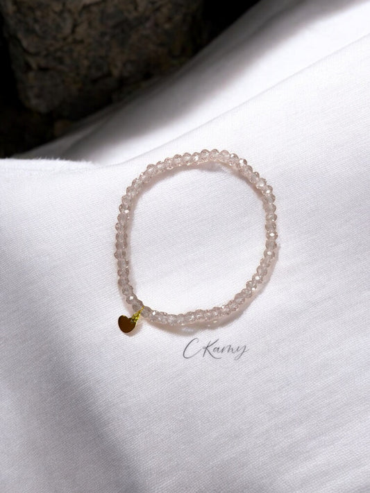 Bracelet femme coeur doré facettes 4mm rose