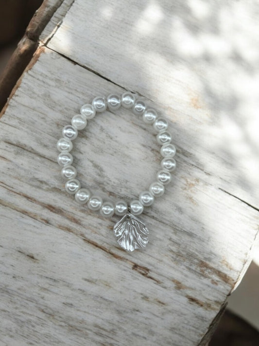 Bracelet femme coquillage nacré blanc