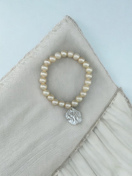 Bracelet femme coquillage nacré crème
