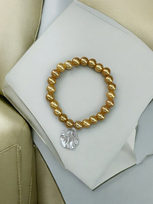 Bracelet femme coquillage nacré jaune blond