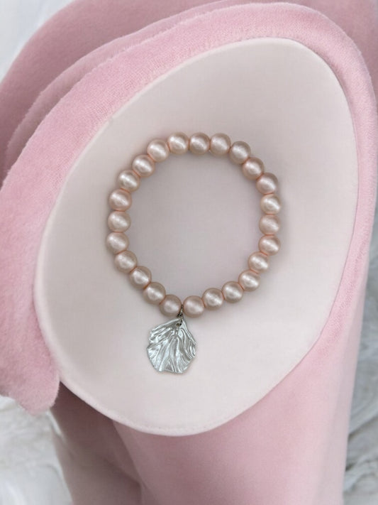 Bracelet femme coquillage nacré rose clair