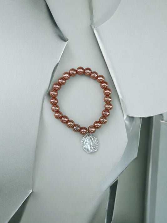 Bracelet femme coquillage nacré rose foncé