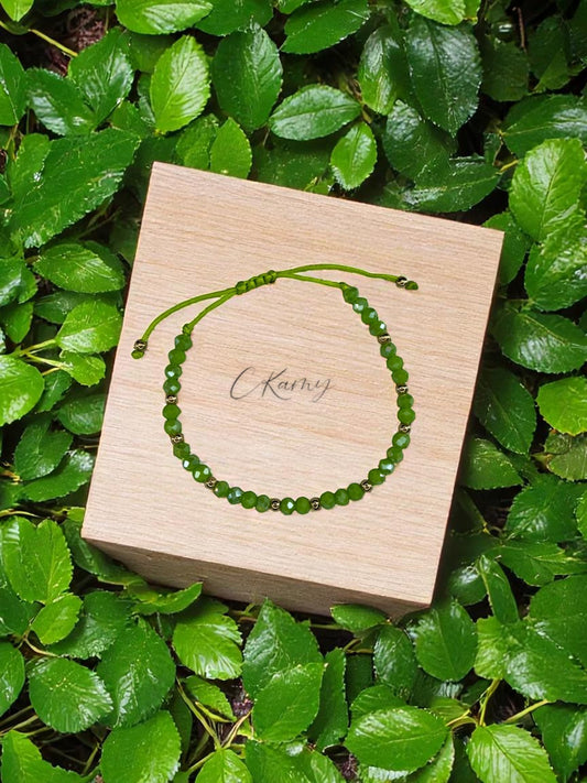 Bracelet femme cordon facettes vert