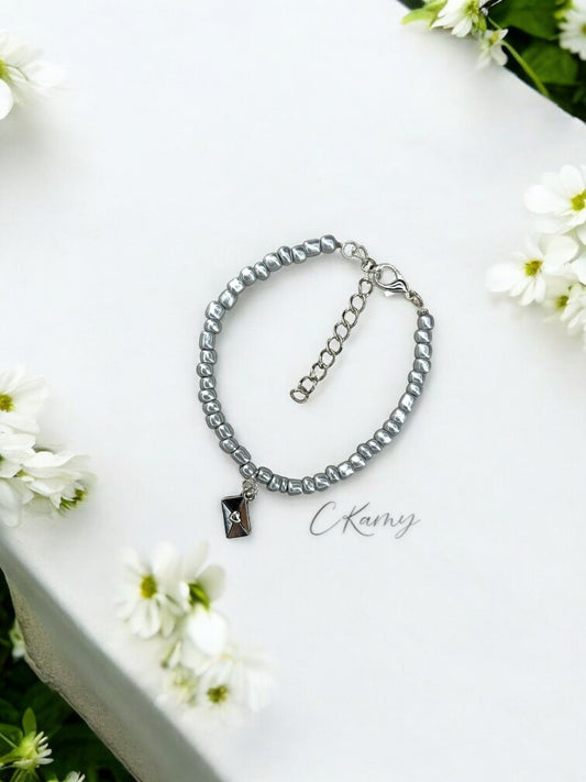 Bracelet femme courrier rocaille argent