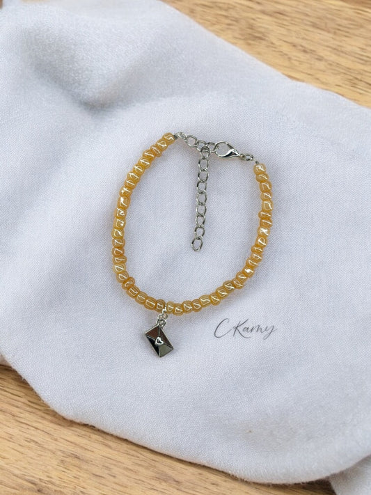Bracelet femme courrier rocaille beige