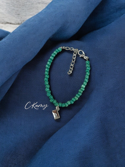Bracelet femme courrier rocaille bleu vert