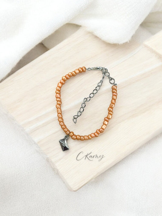 Bracelet femme courrier rocaille chair foncé
