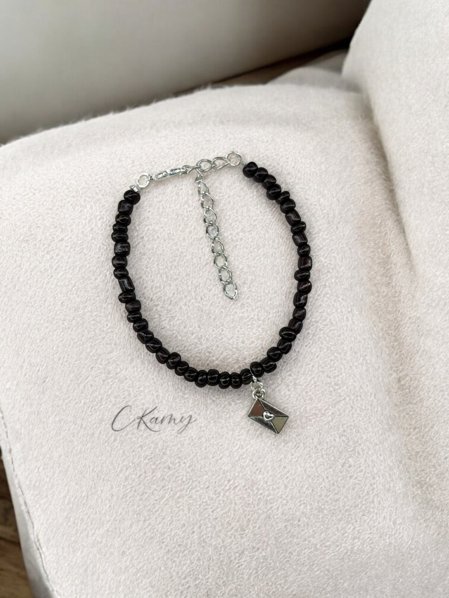 Bracelet femme courrier rocaille marron