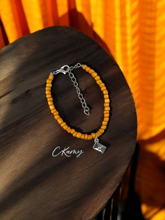 Bracelet femme courrier rocaille orange clair