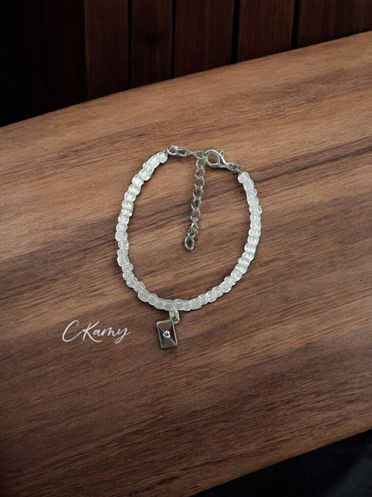 Bracelet femme courrier rocaille transparent