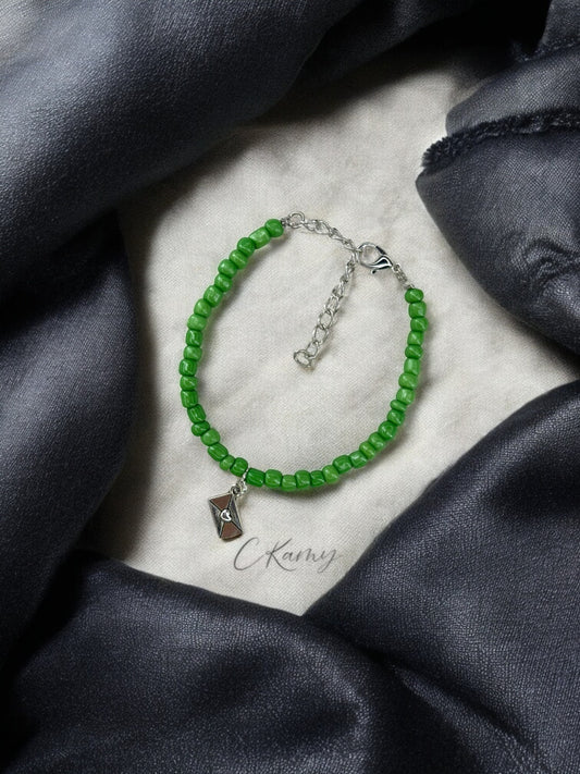 Bracelet femme courrier rocaille vert canard