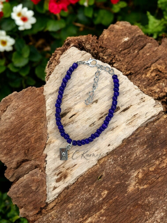 Bracelet femme courrier rocaille violet bleu