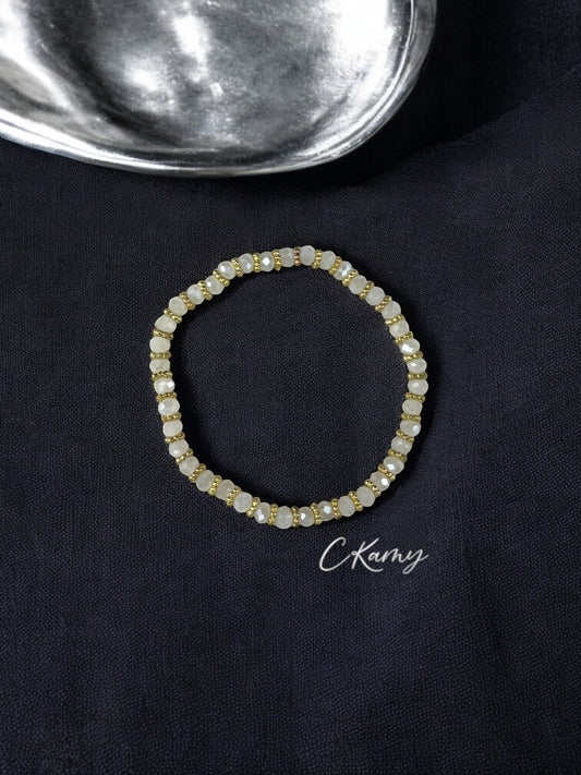Bracelet femme facettes 4mm blanc doré