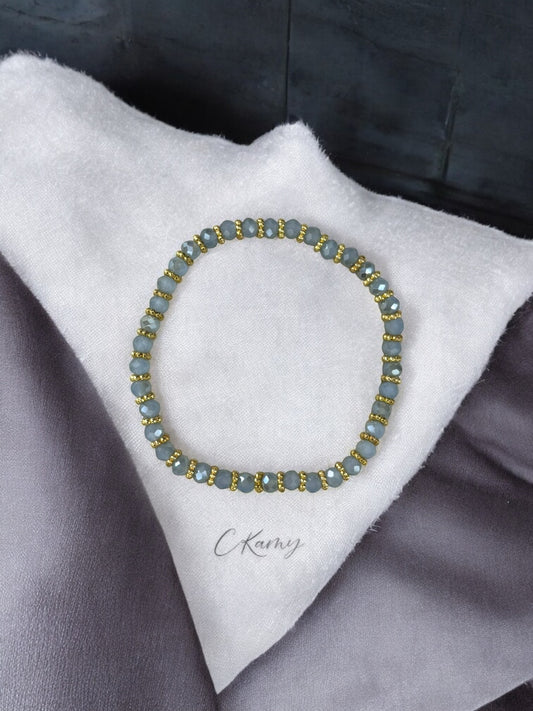 Bracelet femme facettes 4mm bleu doré