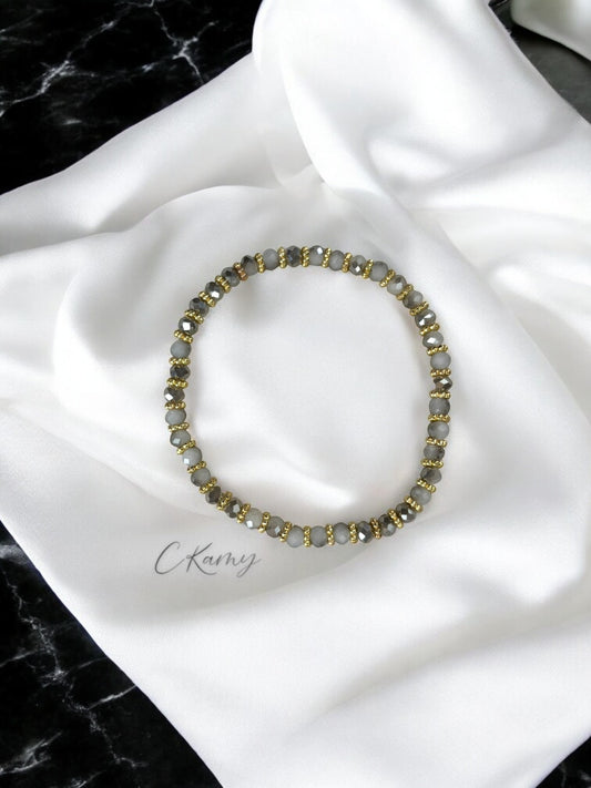 Bracelet femme facettes 4mm gris doré