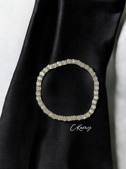 Bracelet femme facettes 4mm transparent doré