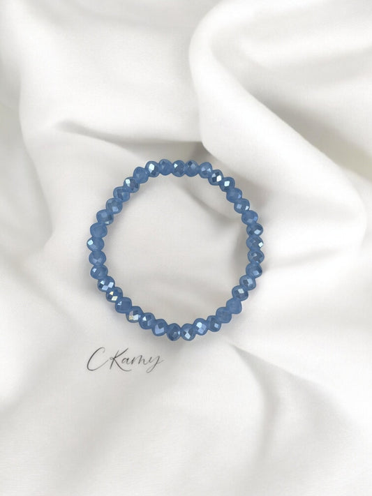Bracelet femme facettes 6mm bleu