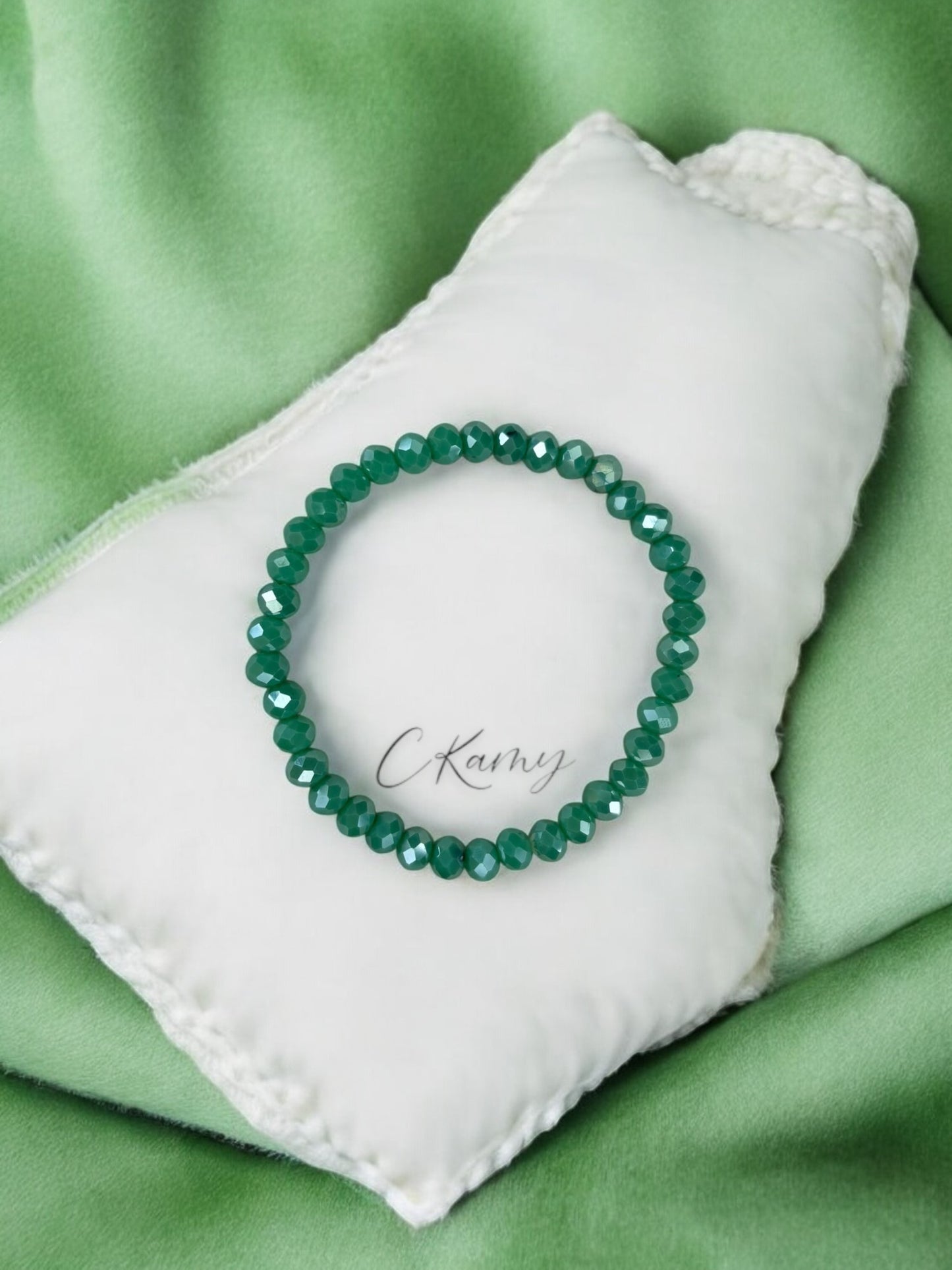 Bracelet femme facettes 6mm bleu vert foncé