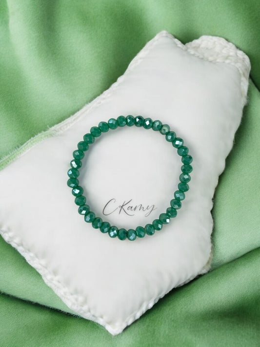 Bracelet femme facettes 6mm bleu vert foncé