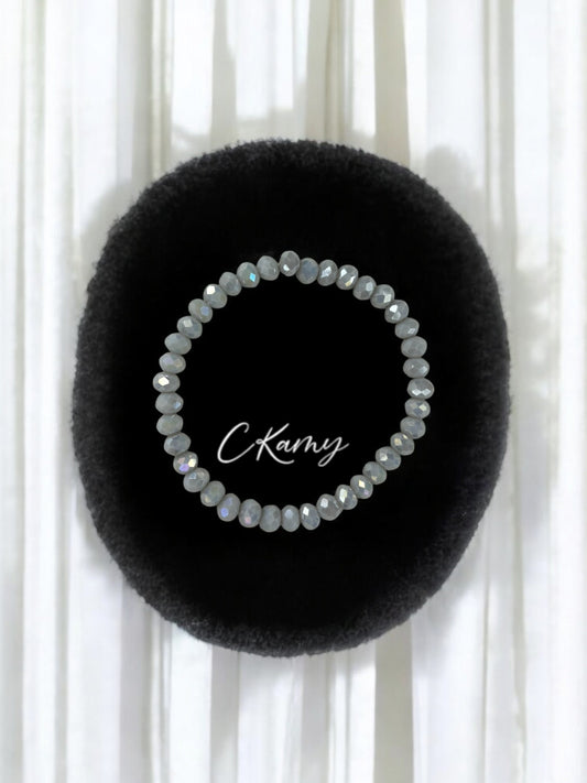 Bracelet femme facettes 6mm gris