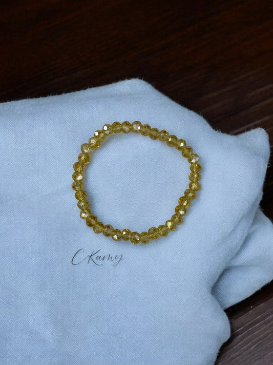 Bracelet femme facettes 6mm jaune clair transparent