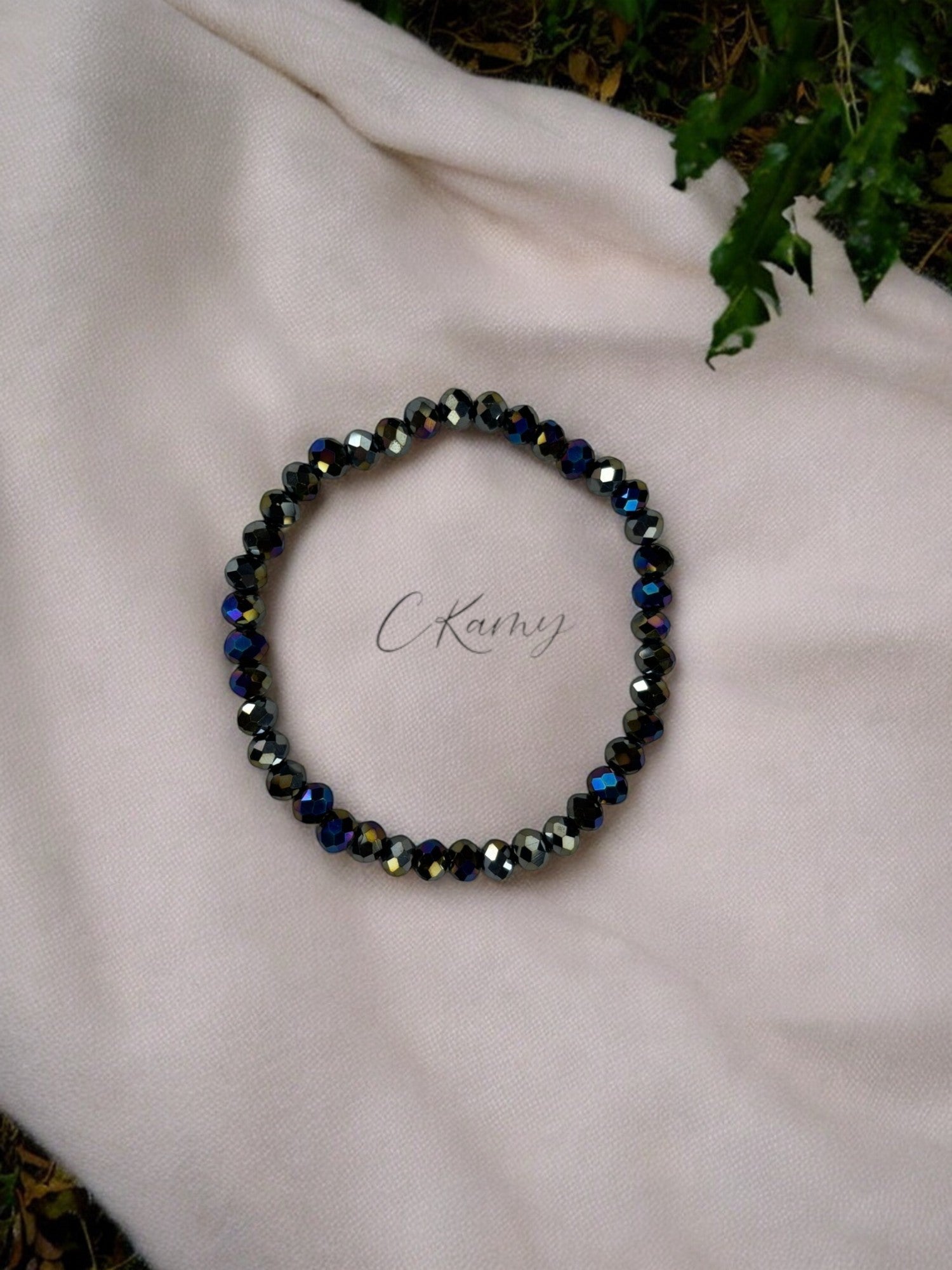 Bracelet femme facettes 6mm multicolore foncé