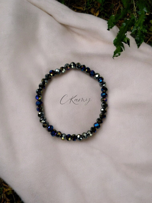 Bracelet femme facettes 6mm multicolore foncé