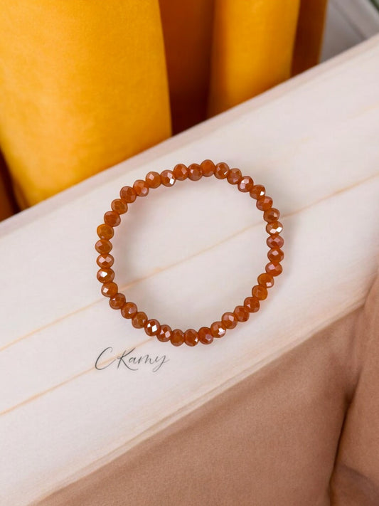 Bracelet femme facettes 6mm orange