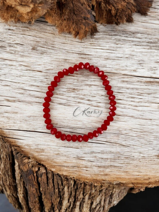Bracelet femme facettes 6mm rouge