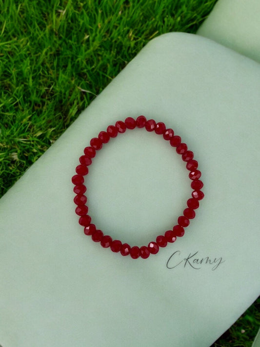 Bracelet femme facettes 6mm rouge foncé
