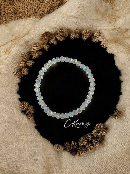 Bracelet femme facettes 6mm transparent