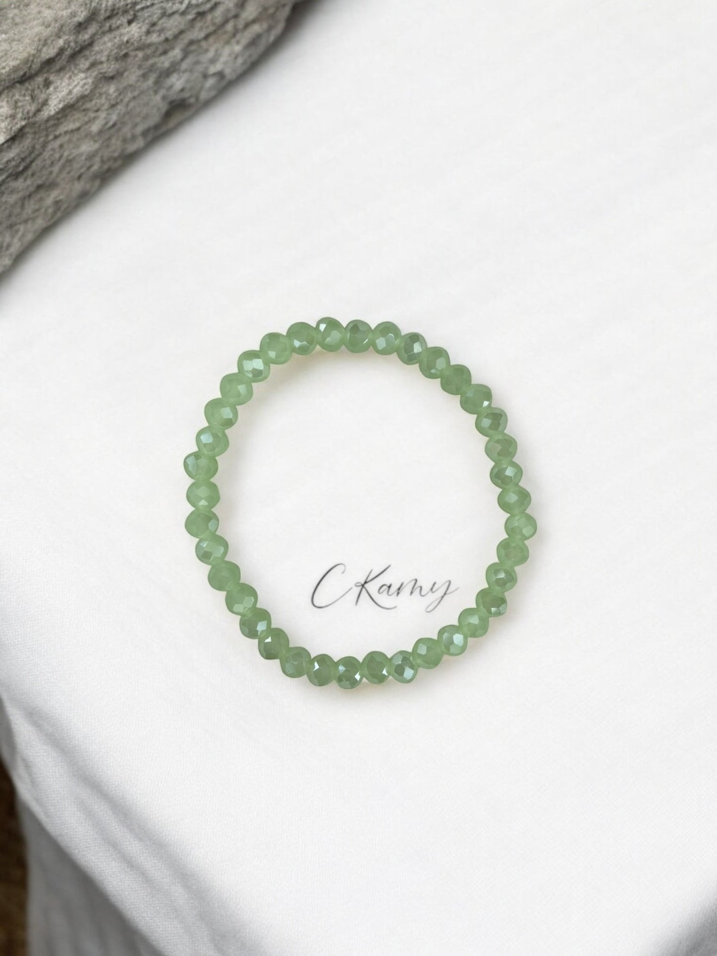 Bracelet femme facettes 6mm vert d'eau