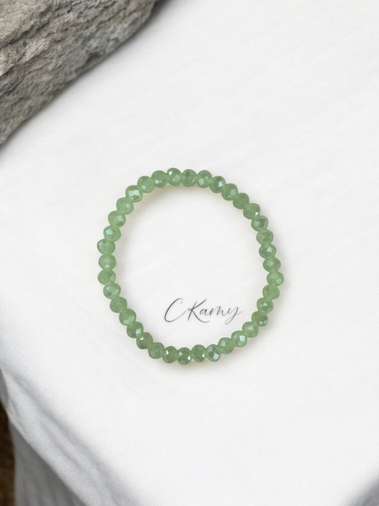 Bracelet femme facettes 6mm vert d'eau