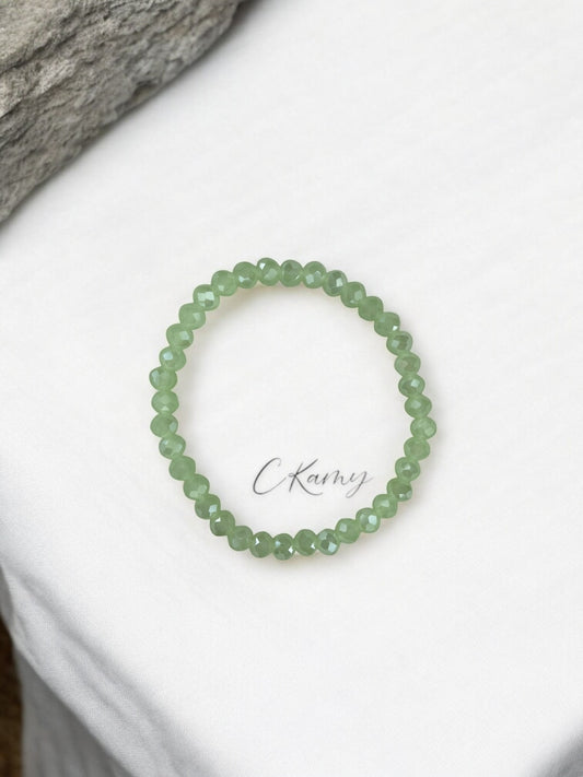 Bracelet femme facettes 6mm vert d'eau