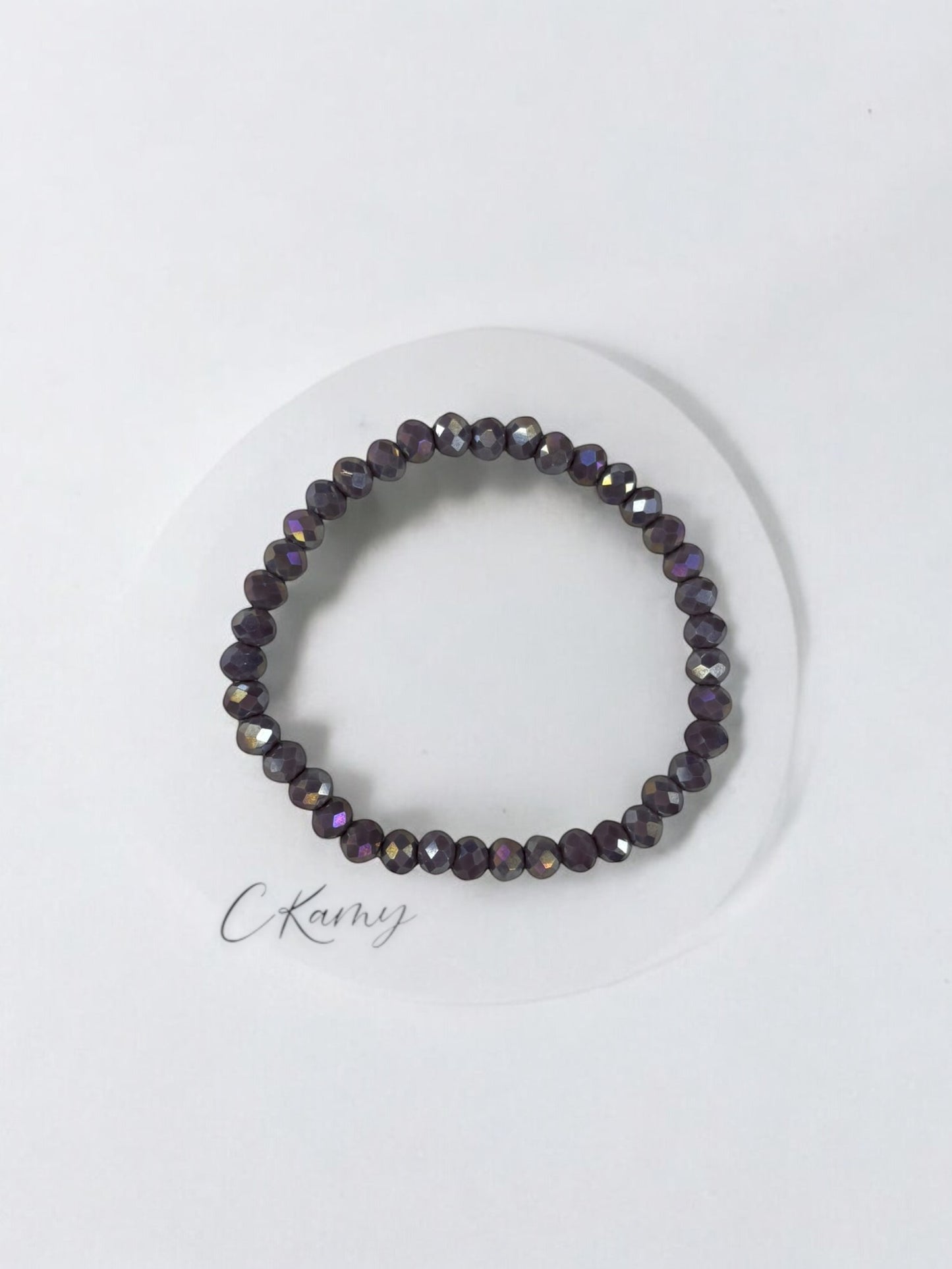 Bracelet femme facettes 6mm violet foncé