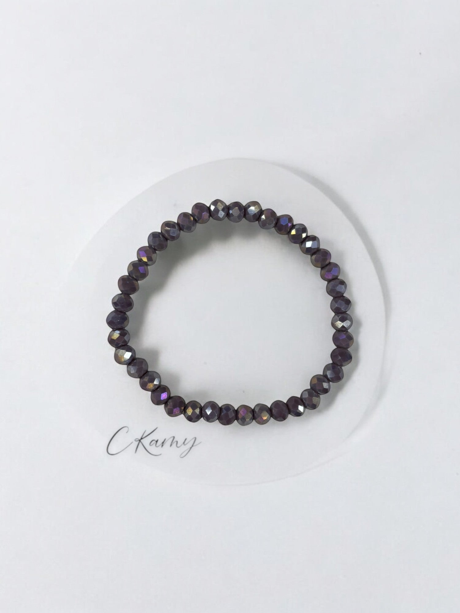 Bracelet femme facettes 6mm violet foncé