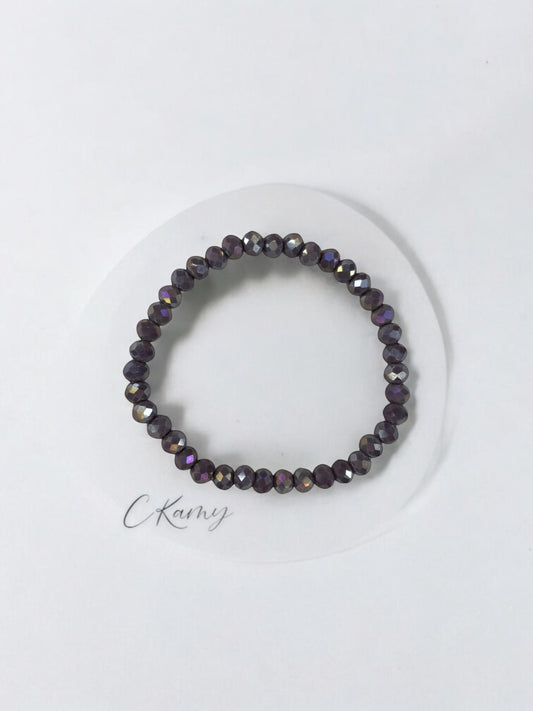 Bracelet femme facettes 6mm violet foncé