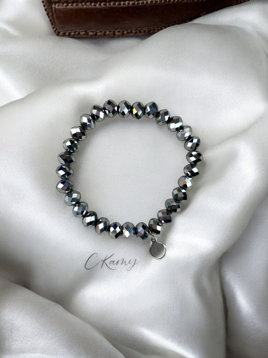 Bracelet femme facettes 8mm argent