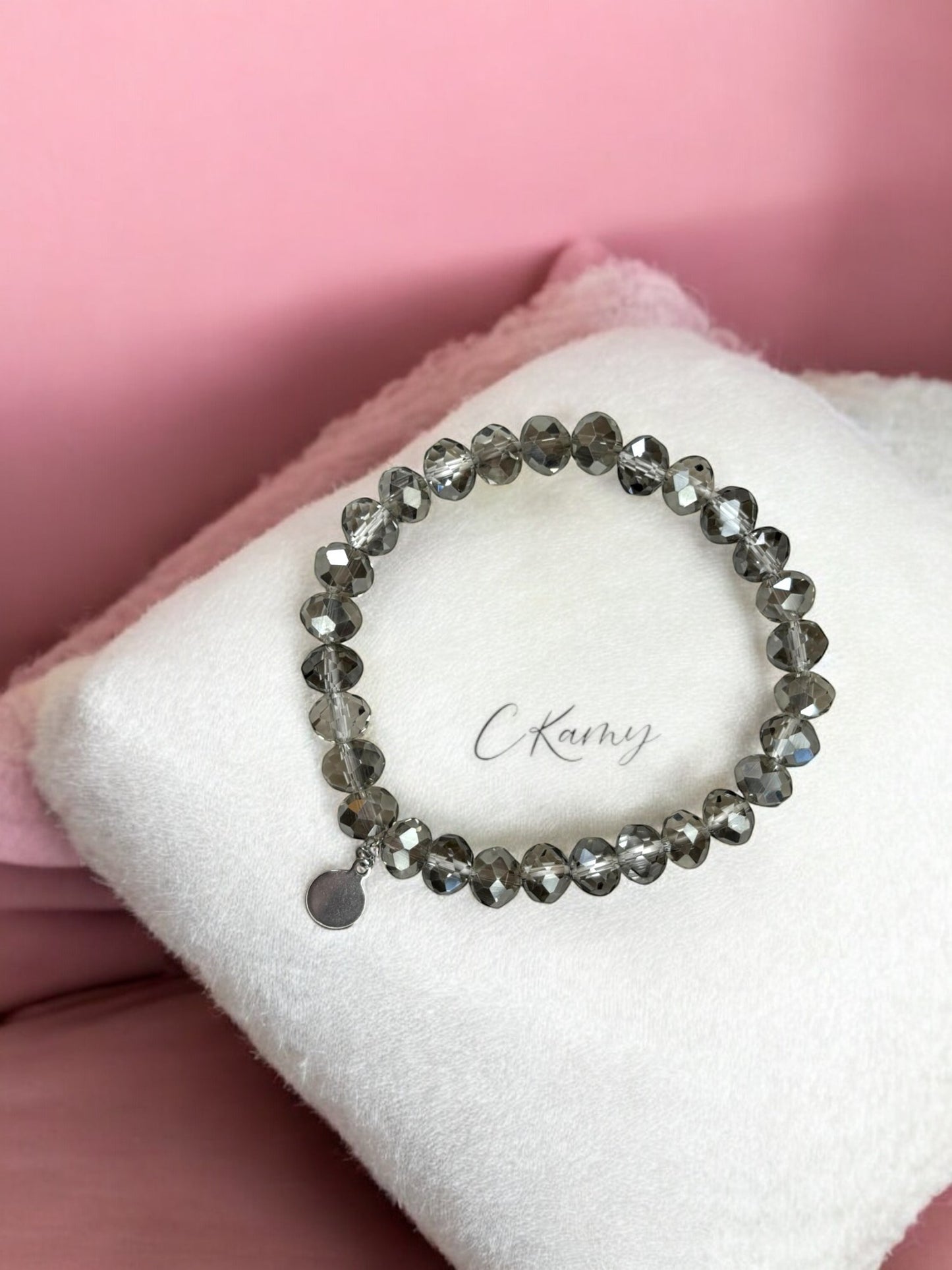 Bracelet femme facettes 8mm argent transparent