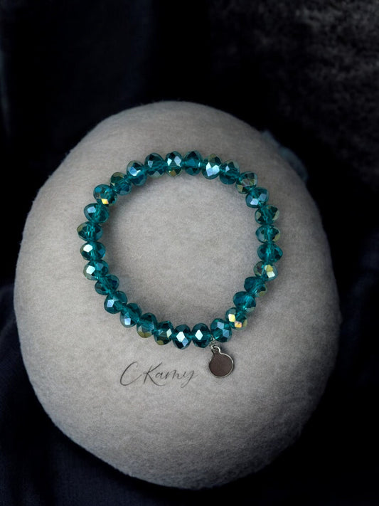 Bracelet femme facettes 8mm bleu turquoise