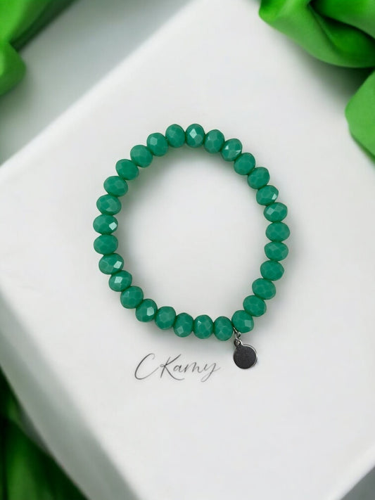 Bracelet femme facettes 8mm bleu vert clair