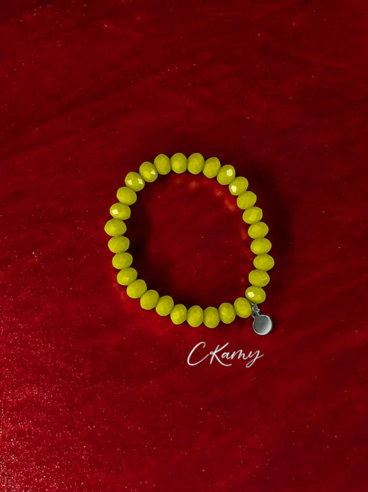 Bracelet femme facettes 8mm jaune