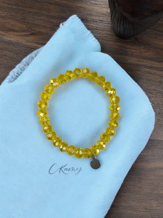 Bracelet femme facettes 8mm jaune transparent