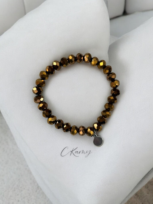 Bracelet femme facettes 8mm marron