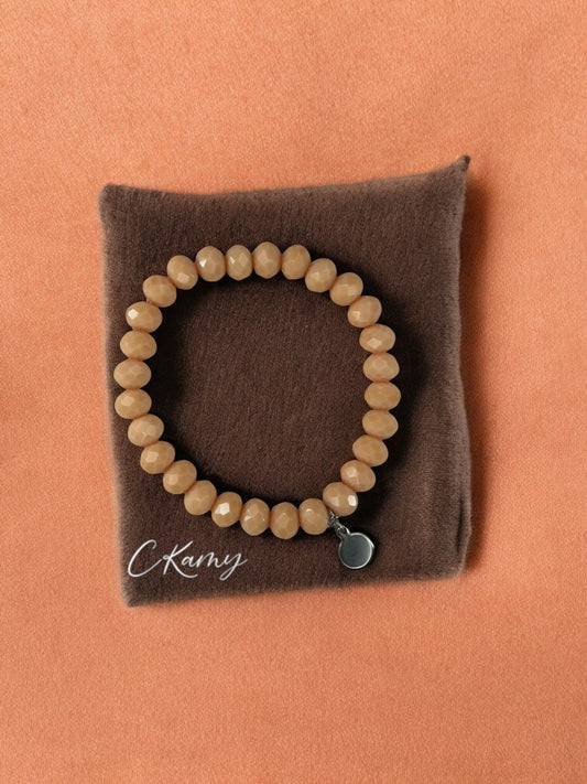 Bracelet femme facettes 8mm rose clair