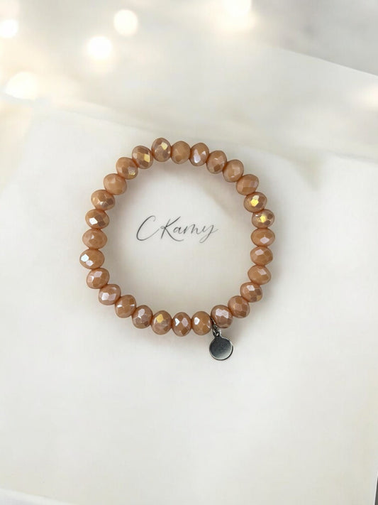 Bracelet femme facettes 8mm rose clair brillant