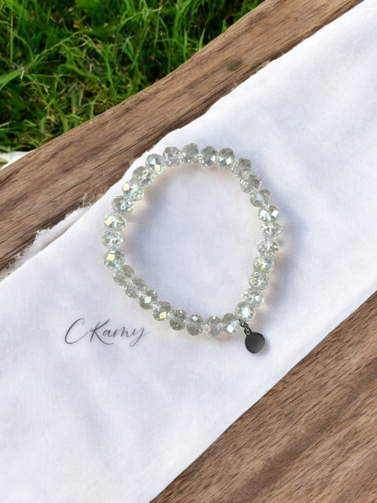 Bracelet femme facettes 8mm transparent