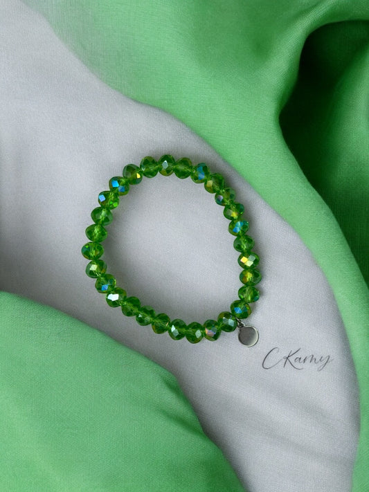 Bracelet femme facettes 8mm vert