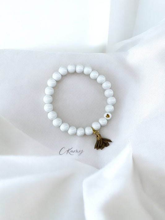 Bracelet femme fleur tissu marron foncé coeur doré